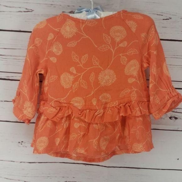 Osh kosh Genuine Kids 18 months Orange Fall Floral Infant Top blouse peplum bott - Picture 5 of 8